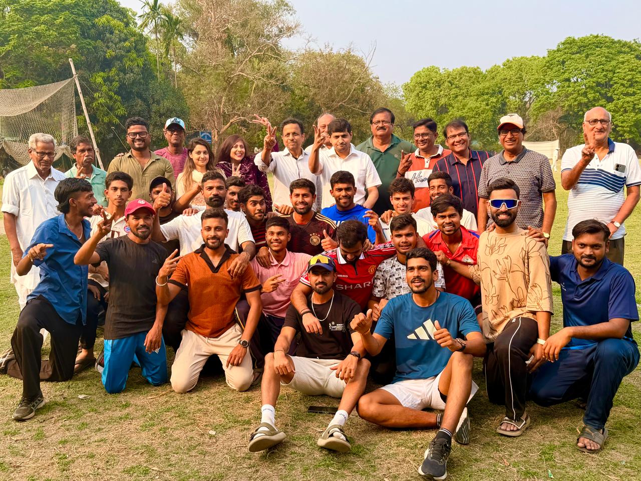Players and officials of the Rajasthan Club celebrating their success
